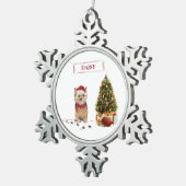 Norfolk Terrier Funny Kersthond met boom Tin Sneeuwvlok Ornament (Rechts)