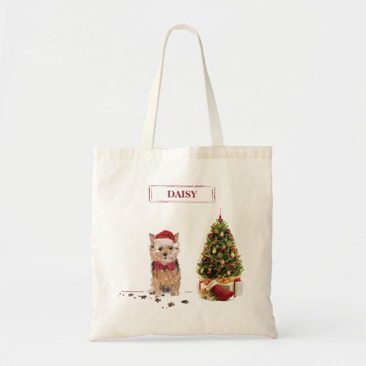 Norfolk Terrier Funny Kersthond met boom Tote Bag (Voorkant)