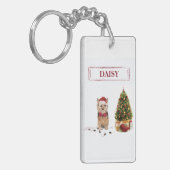 Norfolk Terrier grappige Kerst hond met boom Sleutelhanger (Voorkant Links)