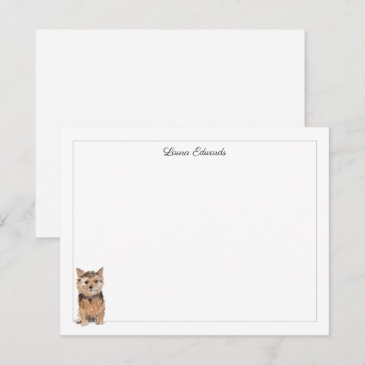 Norfolk Terrier Grey Border Personalized Notitiekaartje (Voorkant / Achterkant)