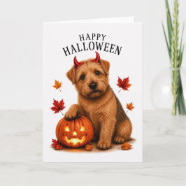 Norfolk Terrier Halloween Duivels Hond Kaart