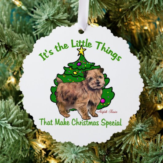 Norfolk Terrier-kerstcadeaus Ornament Kaart (Insitu (Drie))