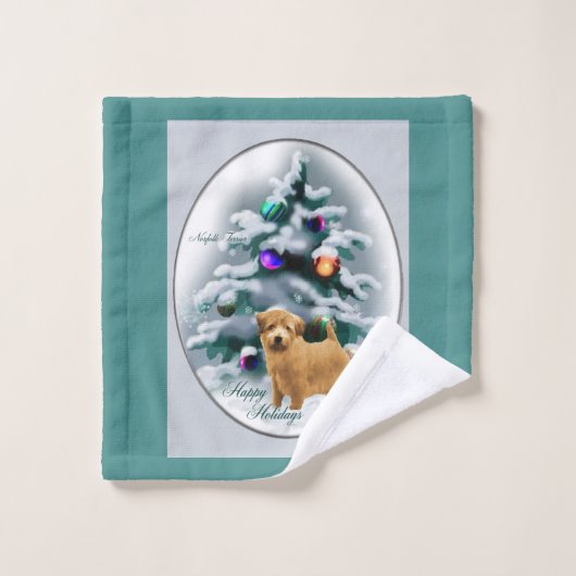 Norfolk Terrier Kerstmis Bad Handdoek (Wasdoekje)