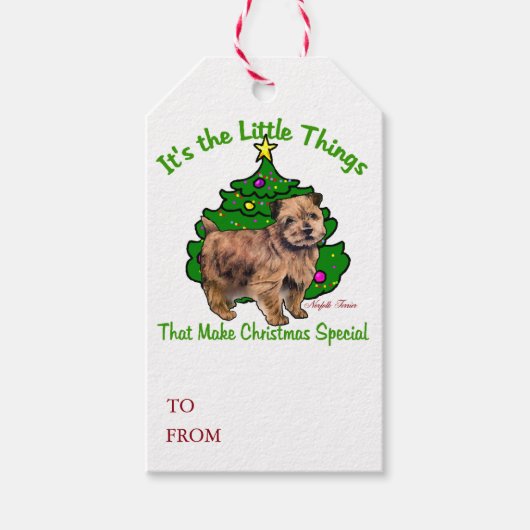 Norfolk Terrier Kerstmis Cadeaulabel (Voorkant)