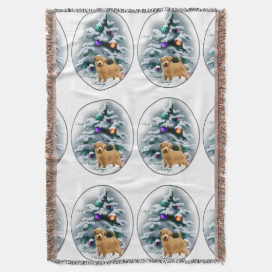 Norfolk Terrier Kerstmis Deken (Voorkant Verticaal)