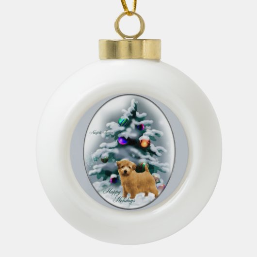 Norfolk Terrier Kerstmis Keramische Bal Ornament (Voorkant)