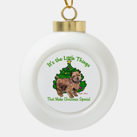 Norfolk Terrier Kerstmis Keramische Bal Ornament (Voorkant)
