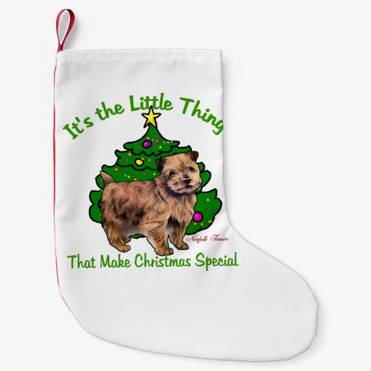 Norfolk Terrier Kerstmis Kleine Kerstsok (Voorkant)