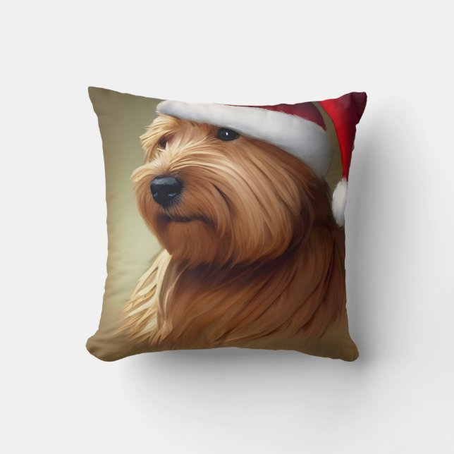 Norfolk Terrier Kerstmis Kussen (Voorkant)