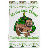 Norfolk Terrier Kerstmis Medium Cadeauzakje (Achterkant)