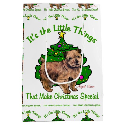 Norfolk Terrier Kerstmis Medium Cadeauzakje (Achterkant)