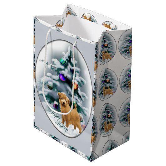 Norfolk Terrier Kerstmis Medium Cadeauzakje (Voorkant Gekanteld)