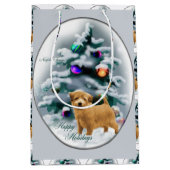 Norfolk Terrier Kerstmis Medium Cadeauzakje (Voorkant)