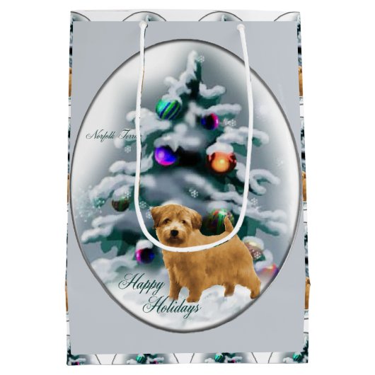 Norfolk Terrier Kerstmis Medium Cadeauzakje (Achterkant)