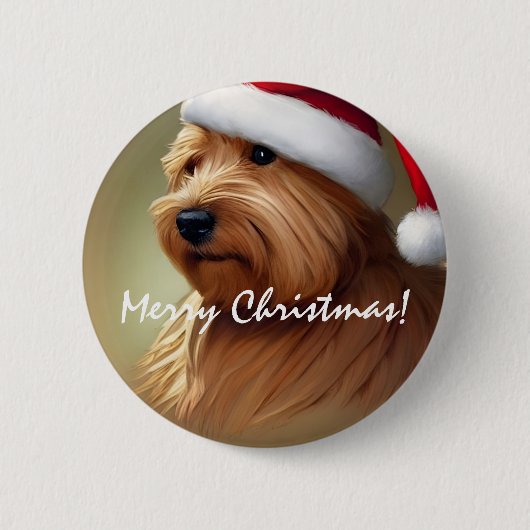 Norfolk Terrier Kerstmis Ronde Button 5,7 Cm (Voorkant)