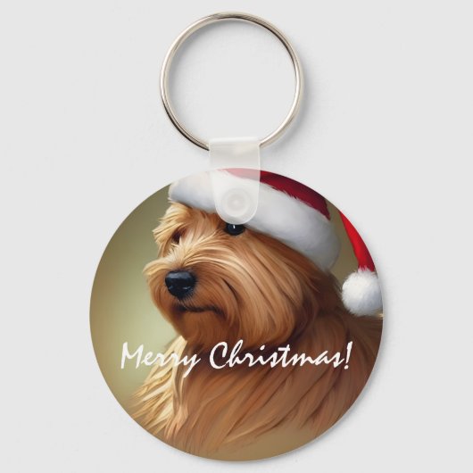 Norfolk Terrier Kerstmis Sleutelhanger (Voorkant)