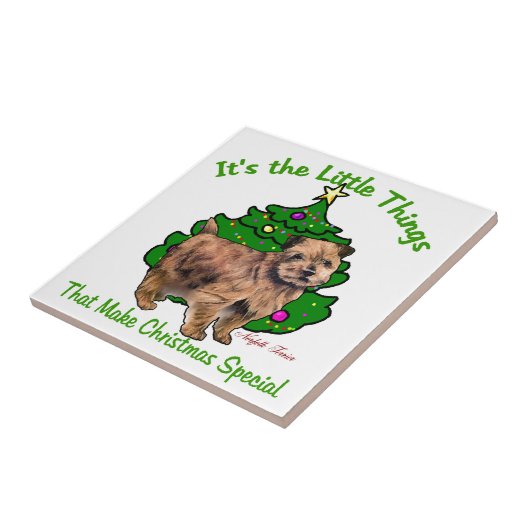 Norfolk Terrier Kerstmis Tegeltje (Zijkant)