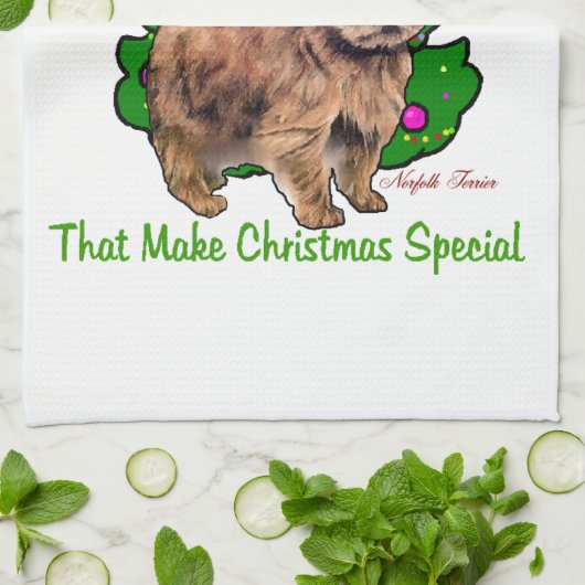 Norfolk Terrier Kerstmis Theedoek (Gevouwen)