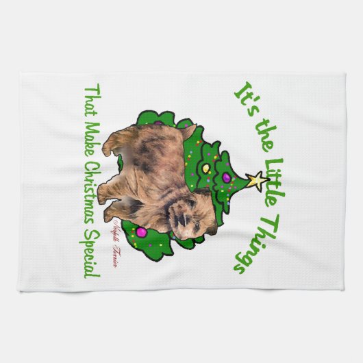 Norfolk Terrier Kerstmis Theedoek (Horizontaal)