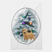 Norfolk Terrier Kerstmis Theedoek (Verticaal)