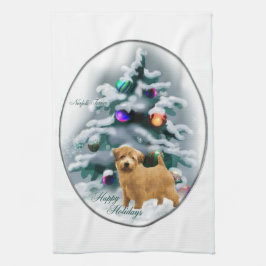 Norfolk Terrier Kerstmis Theedoek