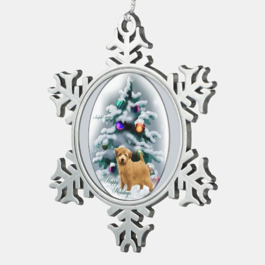 Norfolk Terrier Kerstmis Tin Sneeuwvlok Ornament (Rechts)