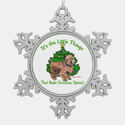 Norfolk Terrier Kerstmis Tin Sneeuwvlok Ornament (Voorkant)