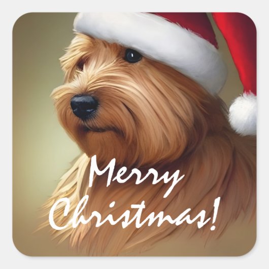 Norfolk Terrier Kerstmis Vierkante Sticker (Voorkant)