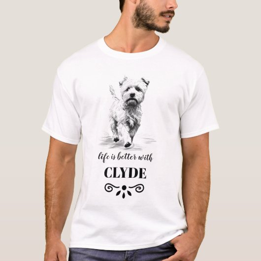 Norfolk Terrier Life is beter met aangepaste naam T-shirt (Voorkant)