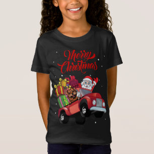 Norfolk Terrier met kerstman in Red Truck Dog T-shirt