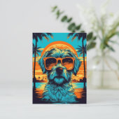 Norfolk Terrier met zonnebril op het strand Briefkaart (Staand voorkant)