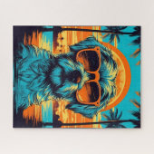 Norfolk Terrier met zonnebril op het strand Legpuzzel (Horizontaal)