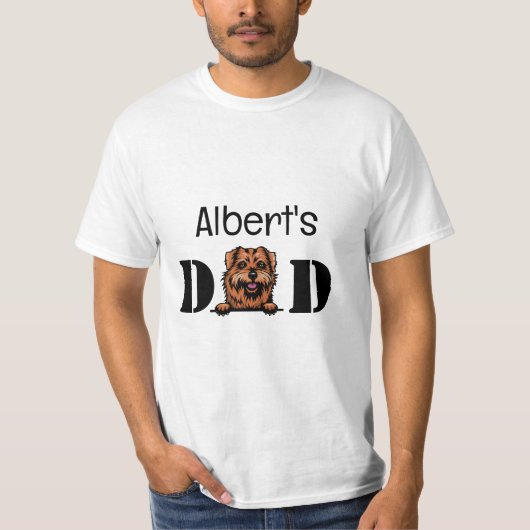 Norfolk Terrier Peeking Personalized Dad T-Shirt (Voorkant)