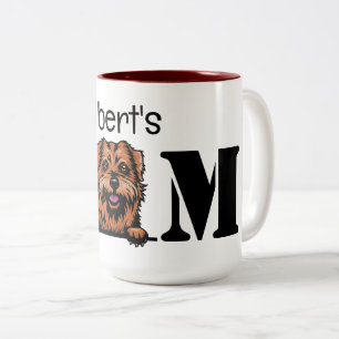Norfolk Terrier Peeking Personalized Mam Tweekleurige Koffiemok
