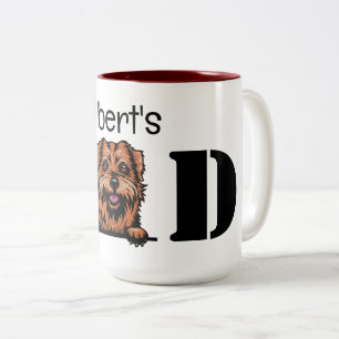 Norfolk Terrier Peeking Persoonlijke vader Tweekleurige Koffiemok
