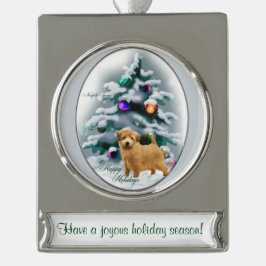 Norfolk Terrier Personalized Kerstmis Verzilverd Banner Ornament