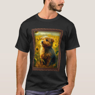 Norfolk Terrier Schilderij Zonnebloem Bloem Moeder T-shirt