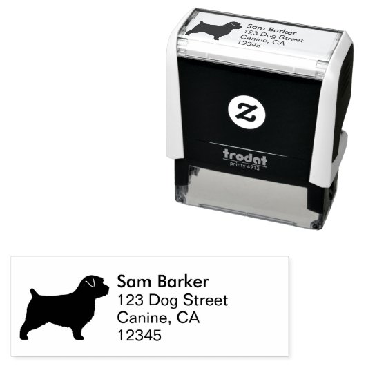 Norfolk Terrier Silhouet retouradres Zelfinktende Stempel (In situ)