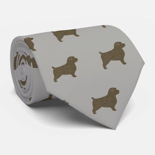 Norfolk Terrier Silhouettes Pattern | Hondenliefhe Stropdas (Opgerold)