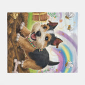 Norfolk Terrier Spelen met Bone Fleece Deken (Voorkant (Horizontaal))
