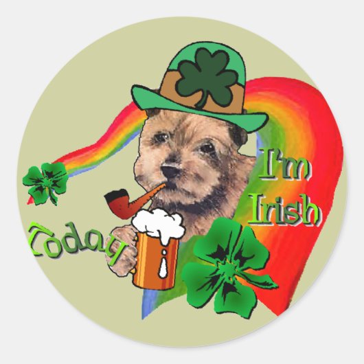 Norfolk Terrier St Patricks Ronde Sticker (Voorkant)