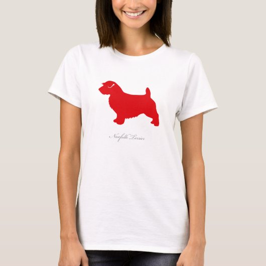 Norfolk Terrier T-shirt (rood silhouet) (Voorkant)