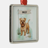 Norfolk Terrier Watercolor Personalized Dog Metalen Ornament (Rechts)