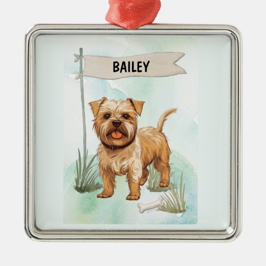 Norfolk Terrier Watercolor Personalized Dog Metalen Ornament (Voorkant)