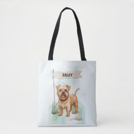 Norfolk Terrier Watercolor Personalized Dog Tote Bag