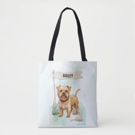 Norfolk Terrier Watercolor Personalized Dog Tote Bag (Voorkant)