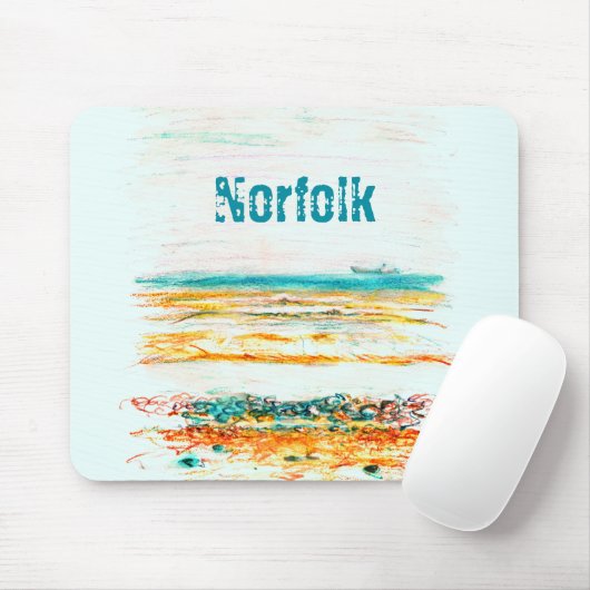 Norfolk, UK, Beach & Boat in potlood art Muismat (Met muis)