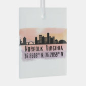 Norfolk VA City Skyline Glas Ornament (Voorkant Rechts)