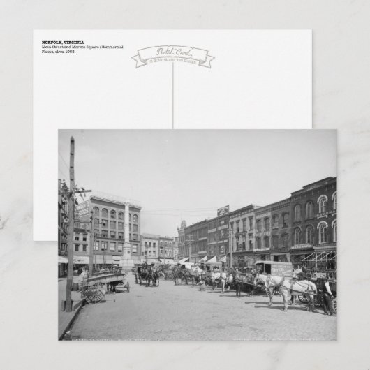  Norfolk, VA: Commercieel vierkant (1905) Briefkaart (Voorkant / Achterkant)