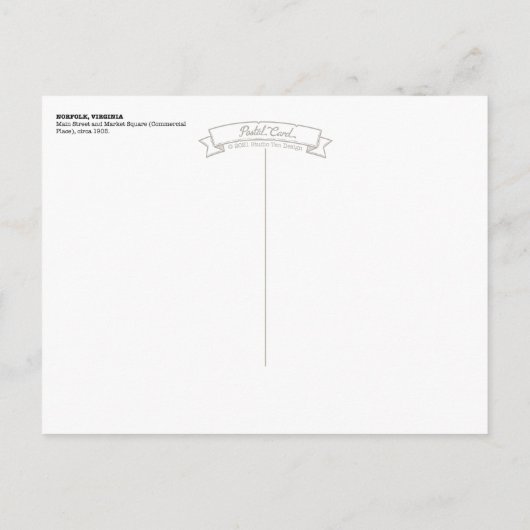  Norfolk, VA: Commercieel vierkant (1905) Briefkaart (Achterkant)